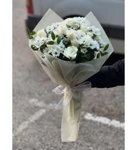 10 Beyaz Gül ve Papatya Buketi